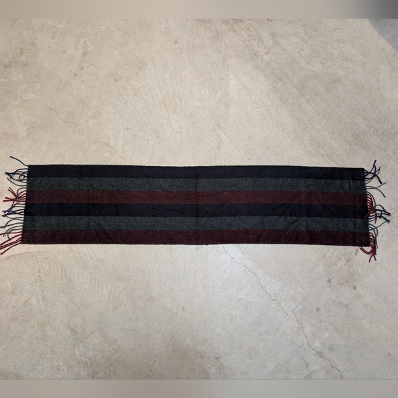 Christian Dior Monsieur Men's Scarf Cashmere Striped Red Gray - Picture 2 of 3